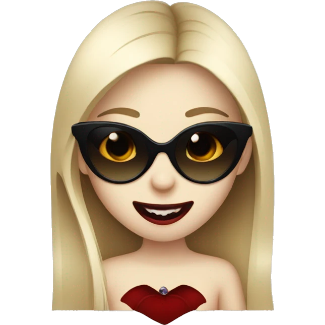 girl vampire with dark sunglasses showing her fangs emoji