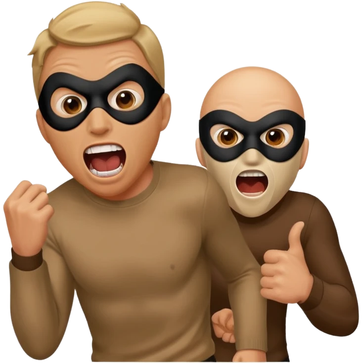 A man getting chased by a robber, screaming emoji