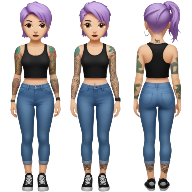 TATTOOED GIRL FULL BODY DIFFERENT HAIRSTYLES COLORS emoji