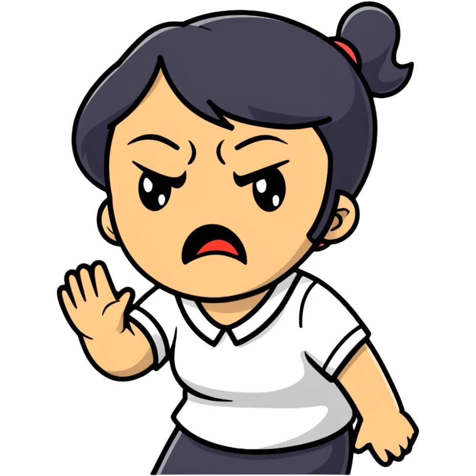 angry and sad crying woman who avoid the communication emoji