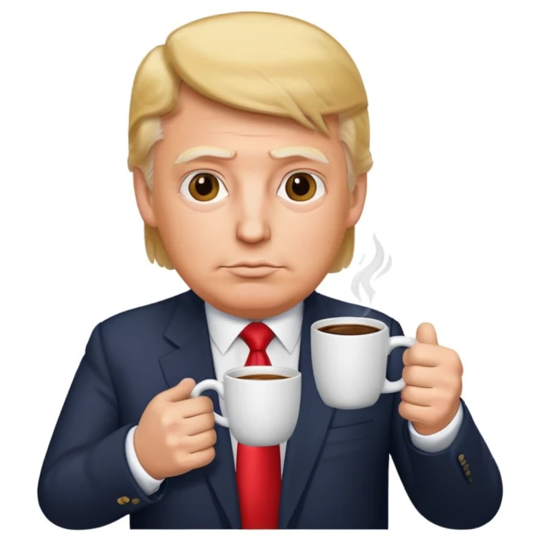 Trump with a coffee  emoji