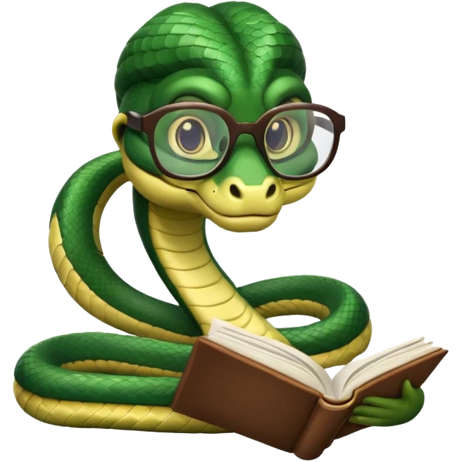 kitap okuyan gözlüklü yılan emoji