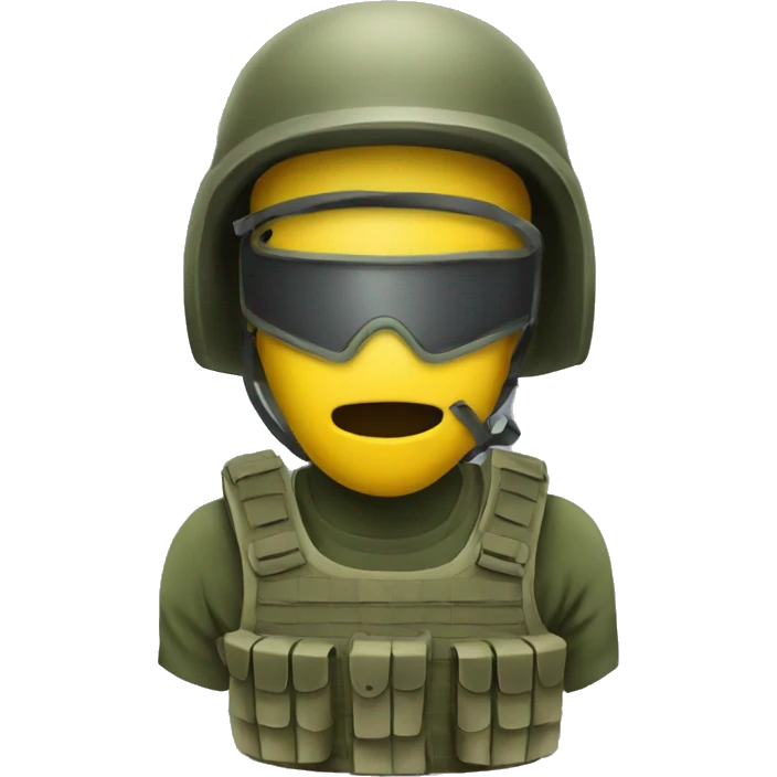 army emoji with ballistic mask emoji