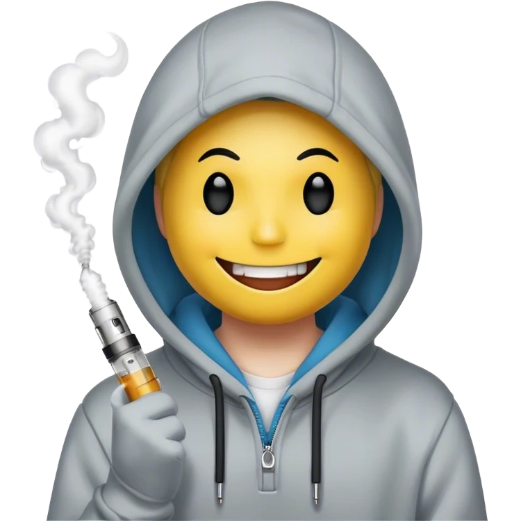 smiley facein hoodie with vaping emoji