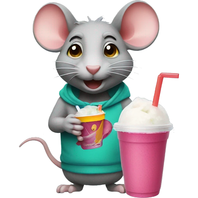 Rat holding a slurpee emoji
