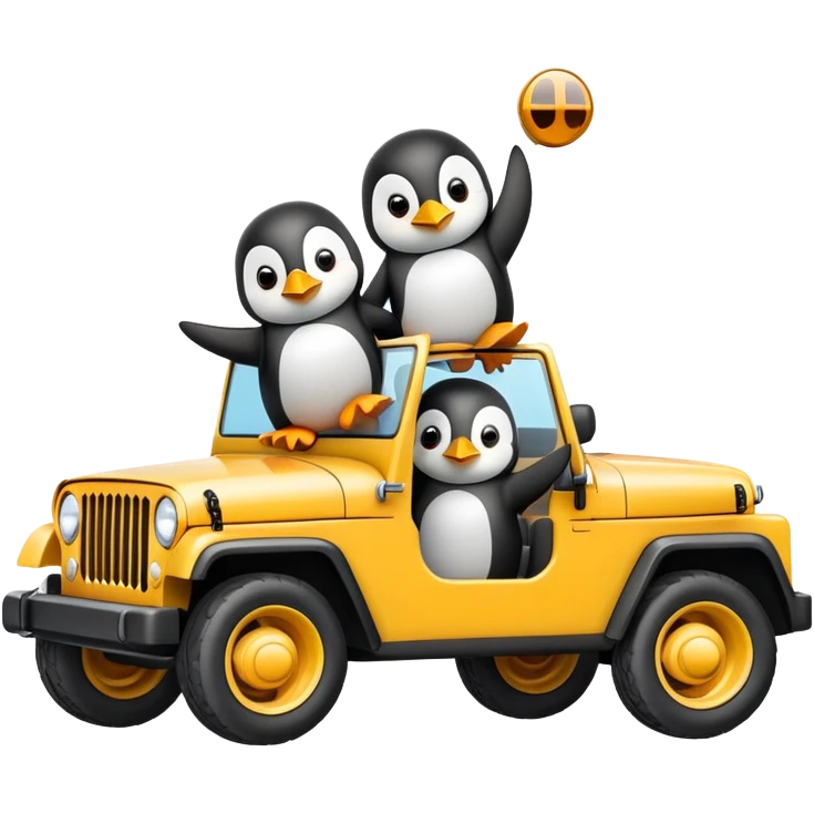 Penguins in a jeep emoji