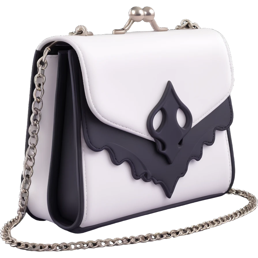 Back white gothic purse without background emoji