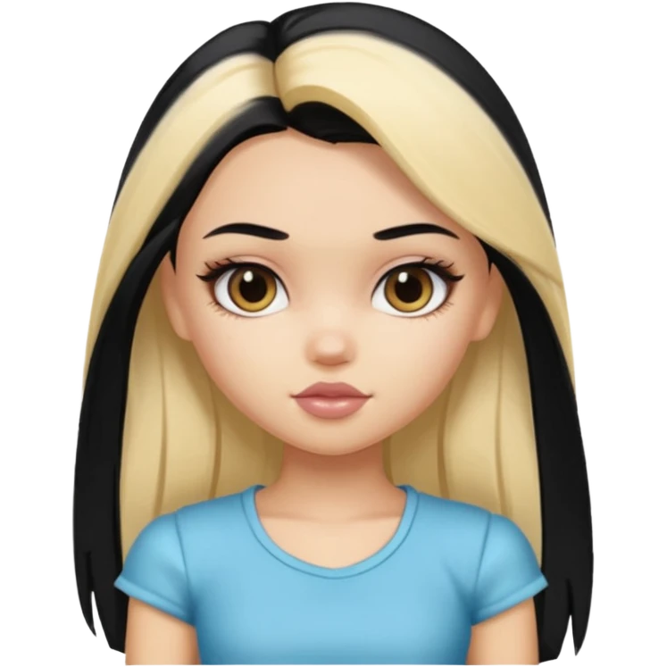 split dye leftside blonde rightside black hair, pretty bratz baddie emoji
