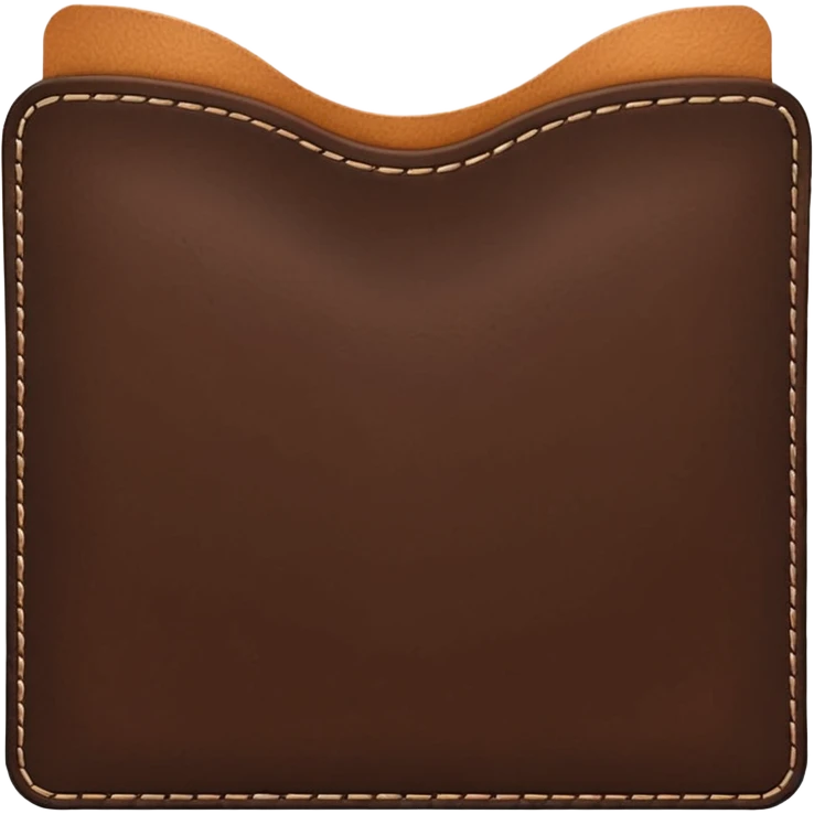 A 3D Apple-style emoji of an industrial leather material, shown as a neatly folded or rolled sheet of dark brown leather with visible texture and stitching details, giving a modern and manufactured look, clean and simple design, no background emoji