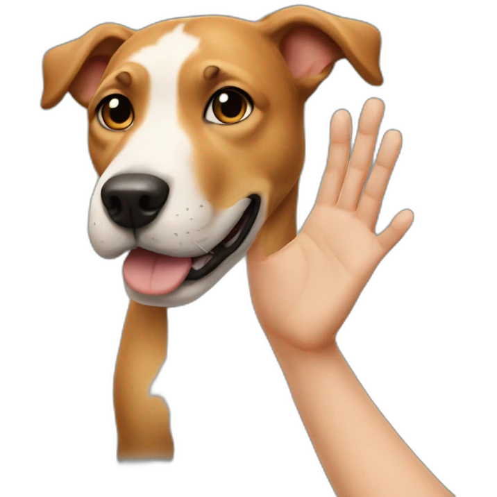 dog with human hand emoji