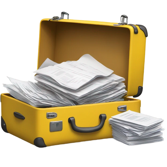 yellow baggage filled with documents emoji