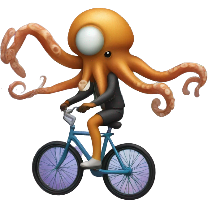 Squid riding a bike in space emoji