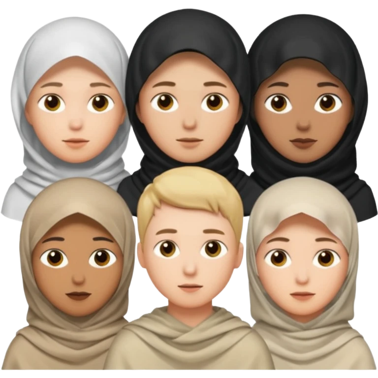 1 man not veiled with short hair and 4 veiled women emoji