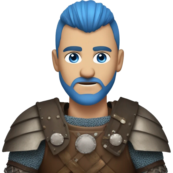 blue eyed man in in Viking armor, mowhawk emoji