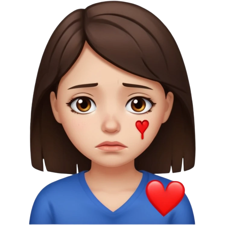sad girl with broken heart emoji