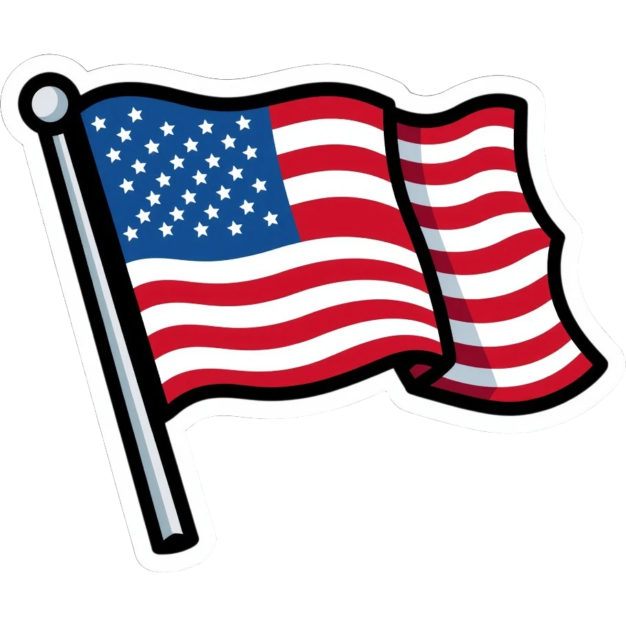I voted sticker with American flag emoji