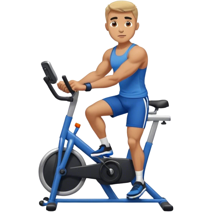 buff guy blue shorts black stationary bike emoji