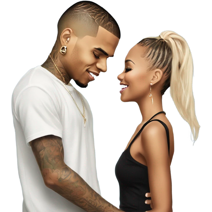 Hyper Realistic Chris Brown  Karruche Tran romantic photo  emoji