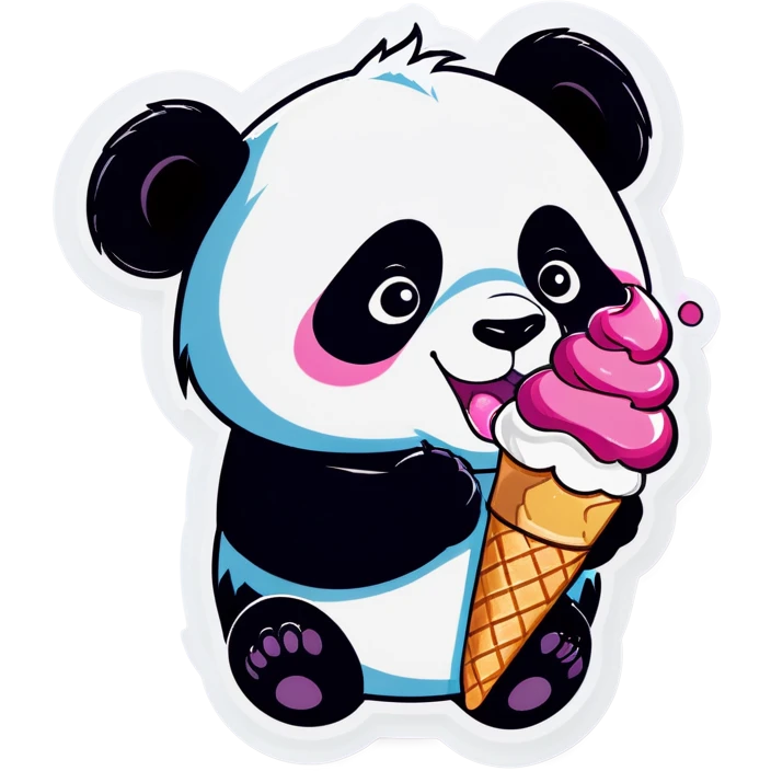 Panda eating ice cream emoji