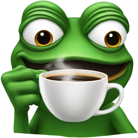 pepe the frog with a cup of coffee emoji