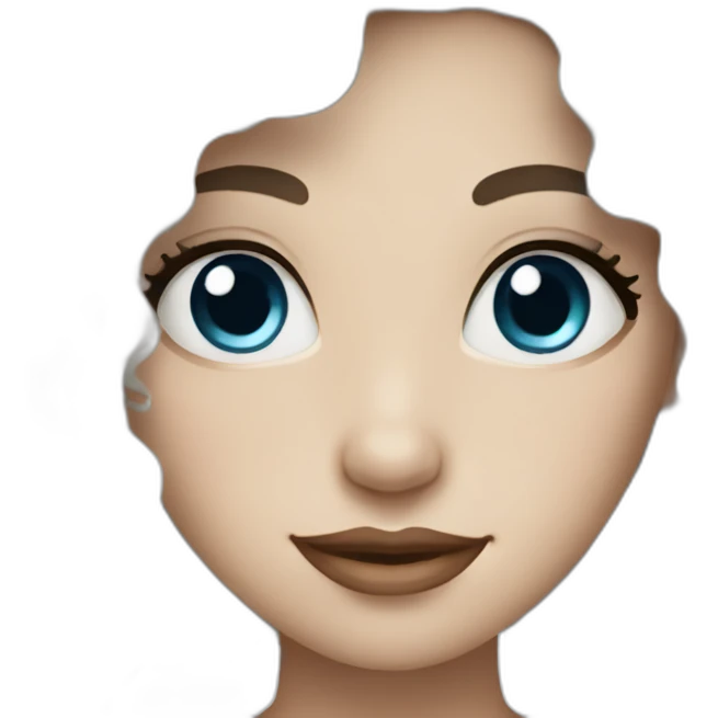 a Women white skin and long black curly hair with blue eyes and freckles emoji