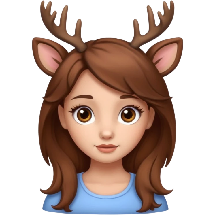Make a cute girl deer with brown hair and big brown eyes give her cute lashes emoji