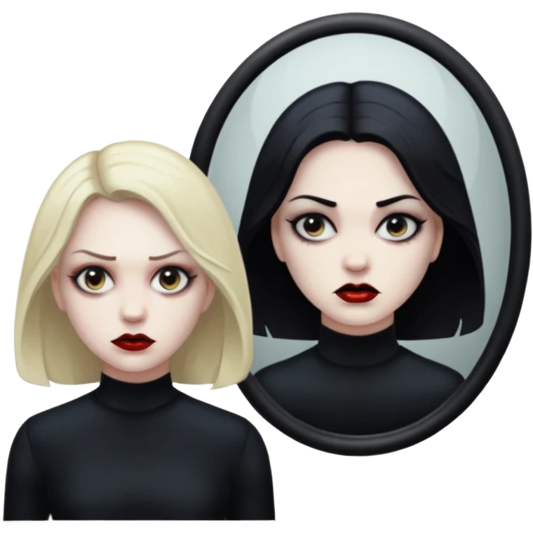 killer on mirror behind woman emoji