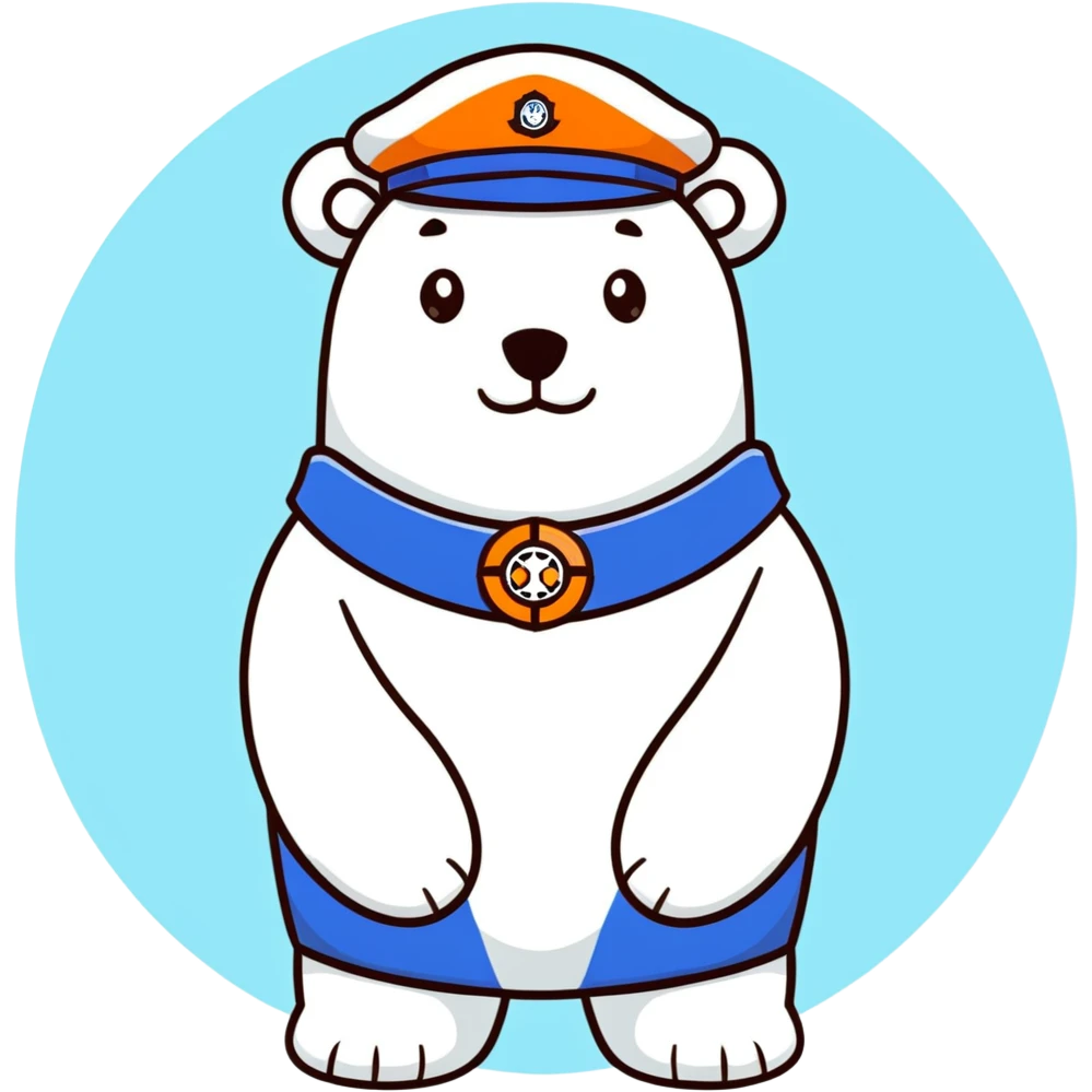 Polar bear captain with blue uniform and captain's hat, Captain Barnacles from Octonauts emoji