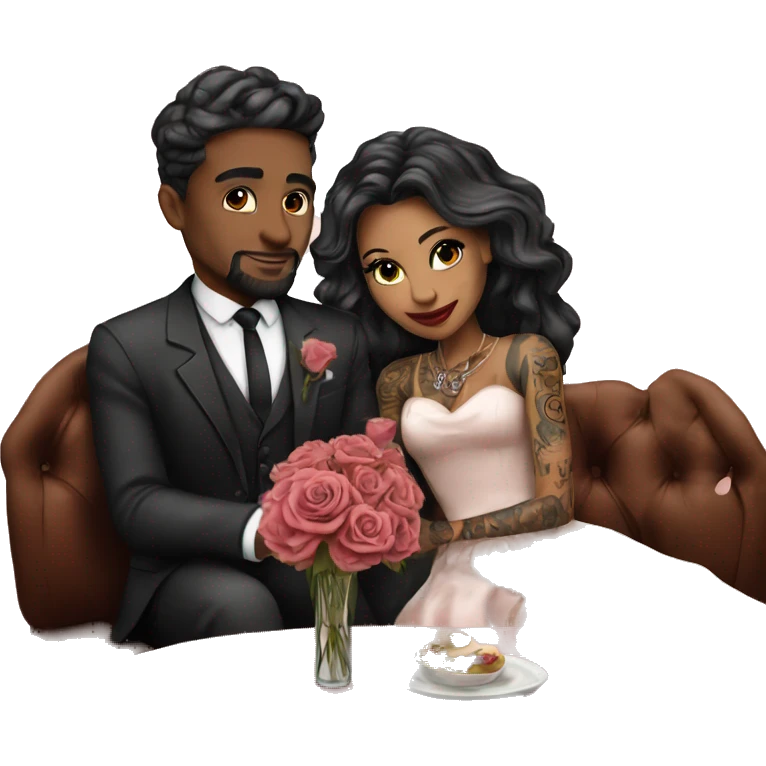 Romantic fancy date for beautiful tattooed couple emoji