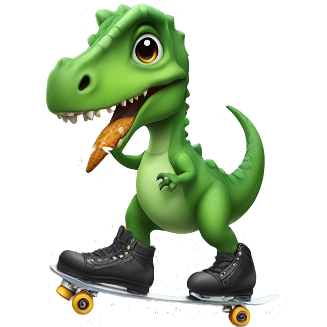Dinosaur on skates smoking emoji