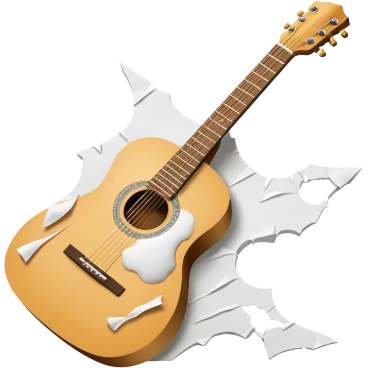paper acoustic guitar with white paper tears & rips across it emoji