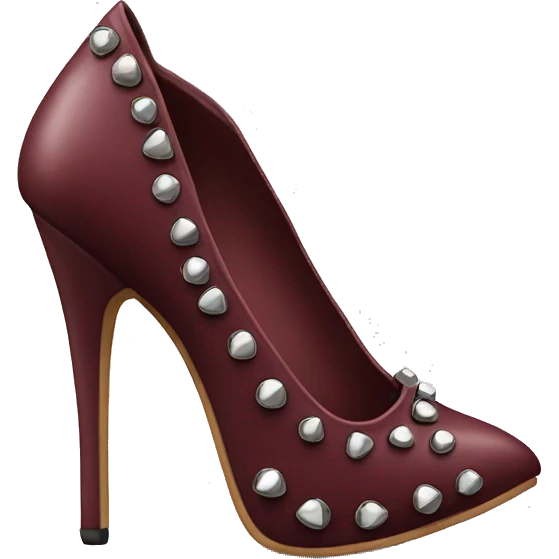 Realistic isolated pair of burgundy  pointed toe studded high heel shoes.  emoji