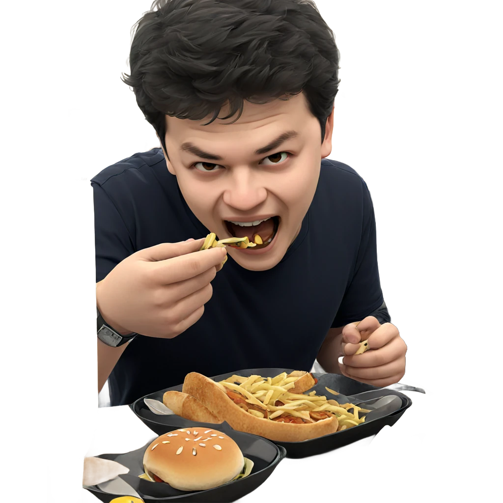 boys enjoying food indoors emoji