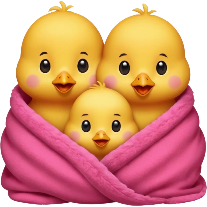 happy smile red chicks in pink blanket emoji