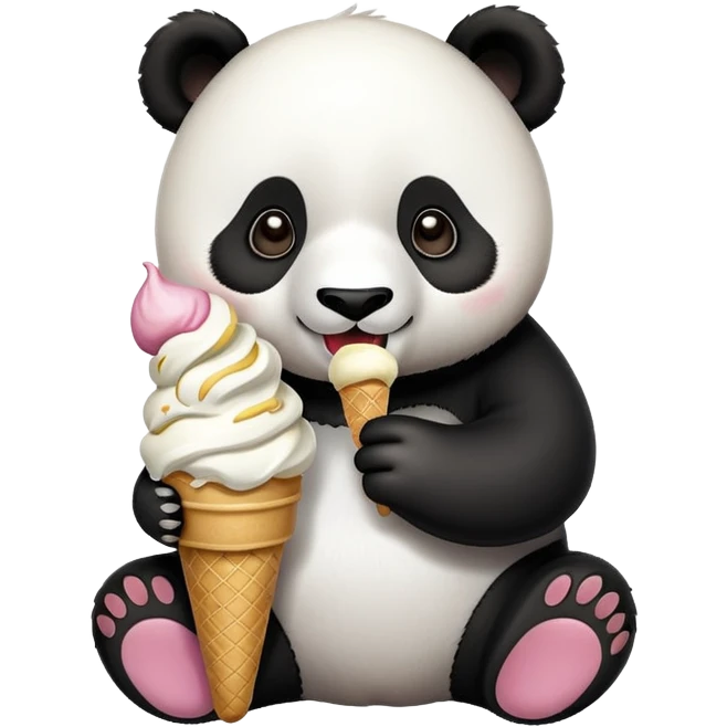 Panda eating ice poop emoji