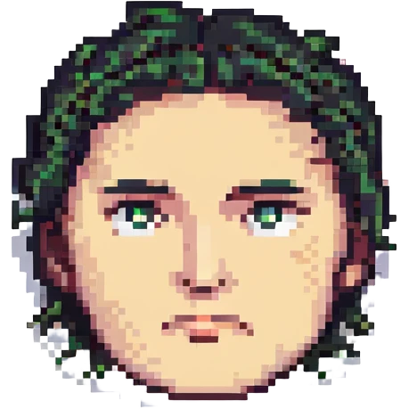 pixel art face with raised eyebrow thinking emoji