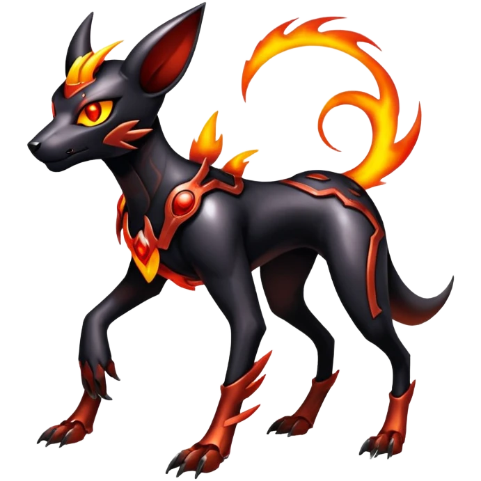 Shiny Gothic Exotic Futuristic Houndoom-Genesect-Torracat-Pokémon-Fakémon-hybrid-creature emoji