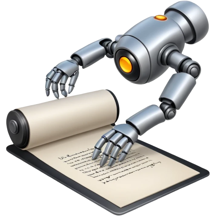 robot hand writes text emoji