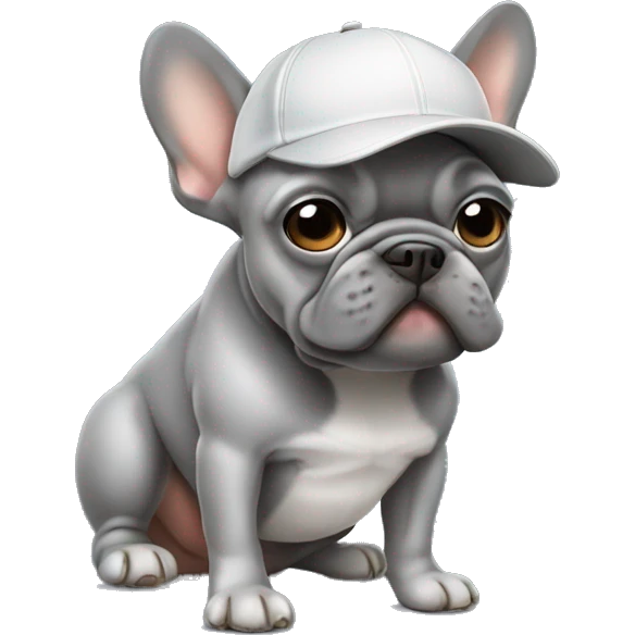 grey frenchie with baseball cap on emoji