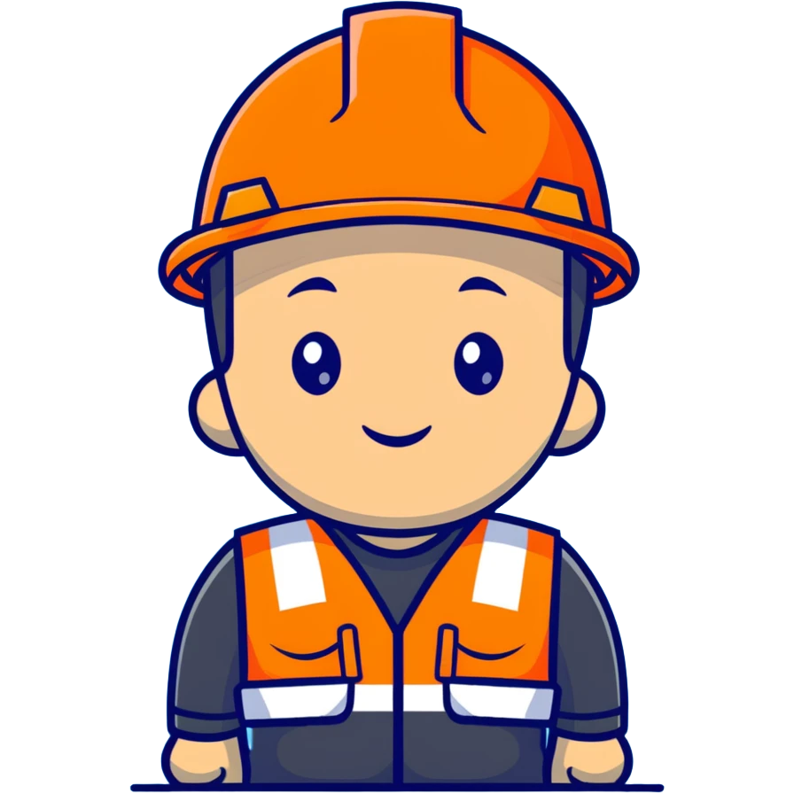 Chinese man wearing orange safety helmet and high visibility vest emoji