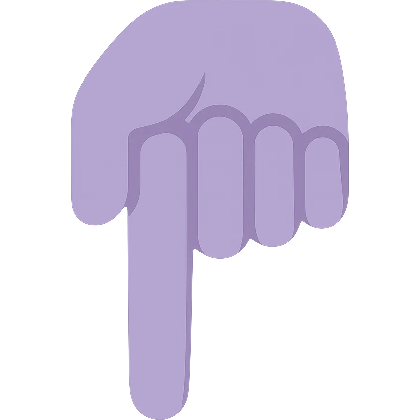 A dull purple Backhand Index Pointing Down emoji