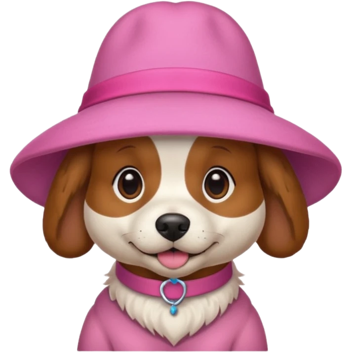 dog wearing big pink hat emoji