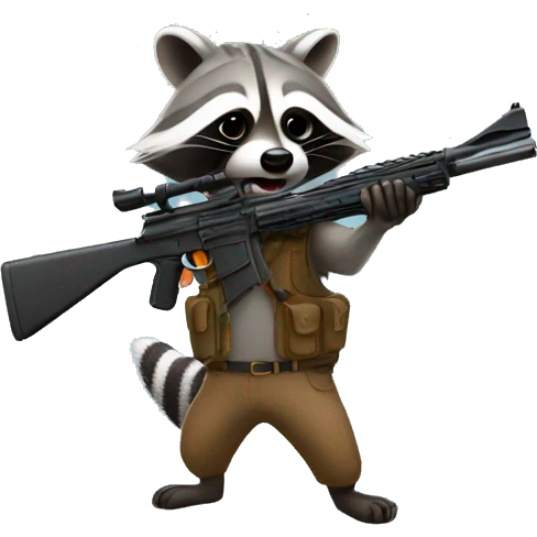 Raccoon with a gun emoji