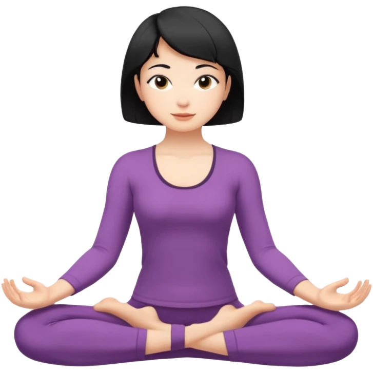 Girl with short black hair doing yoga stretches emoji