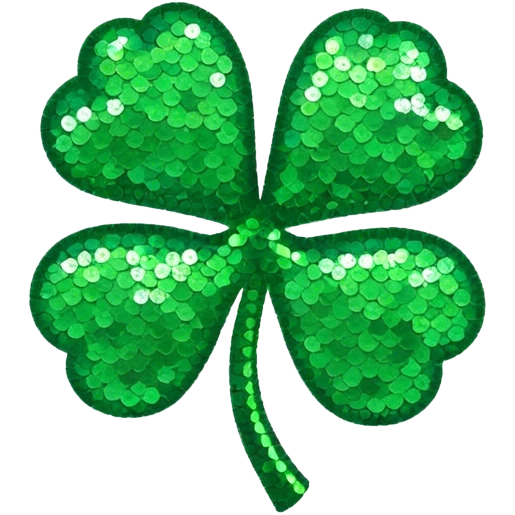 green sequin shamrock emoji