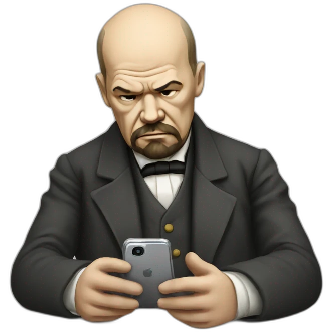 Sad Lenin looking at social media on phone emoji