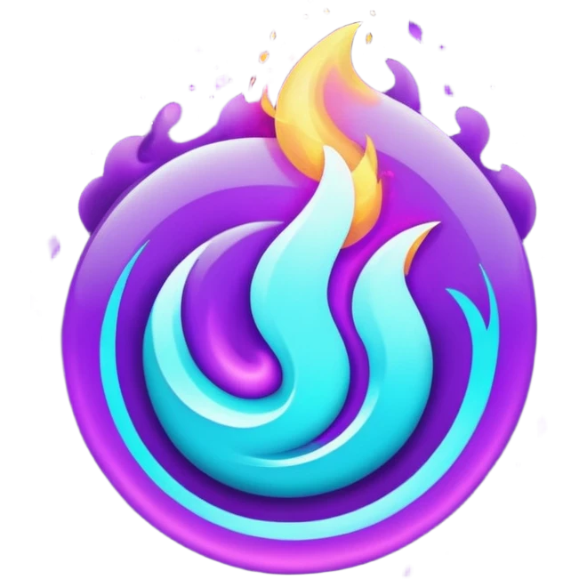 glitter purple and cian fire emoji