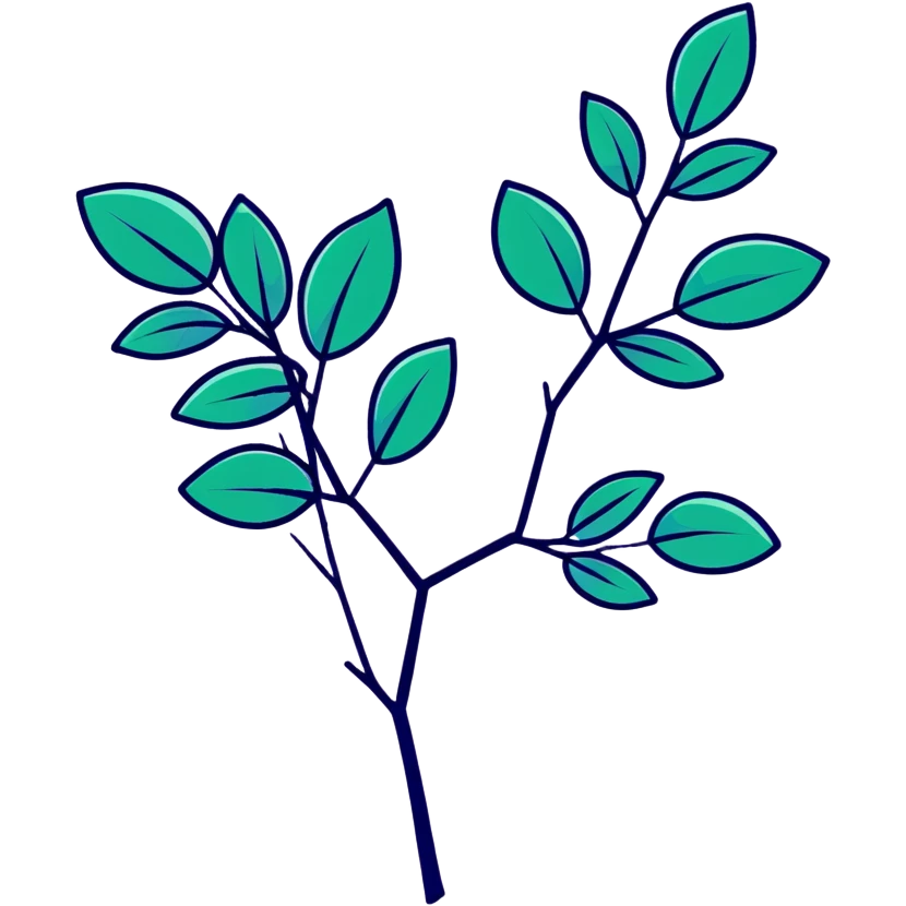 branch with green eucalyptus leaves with a tinge of blue emoji
