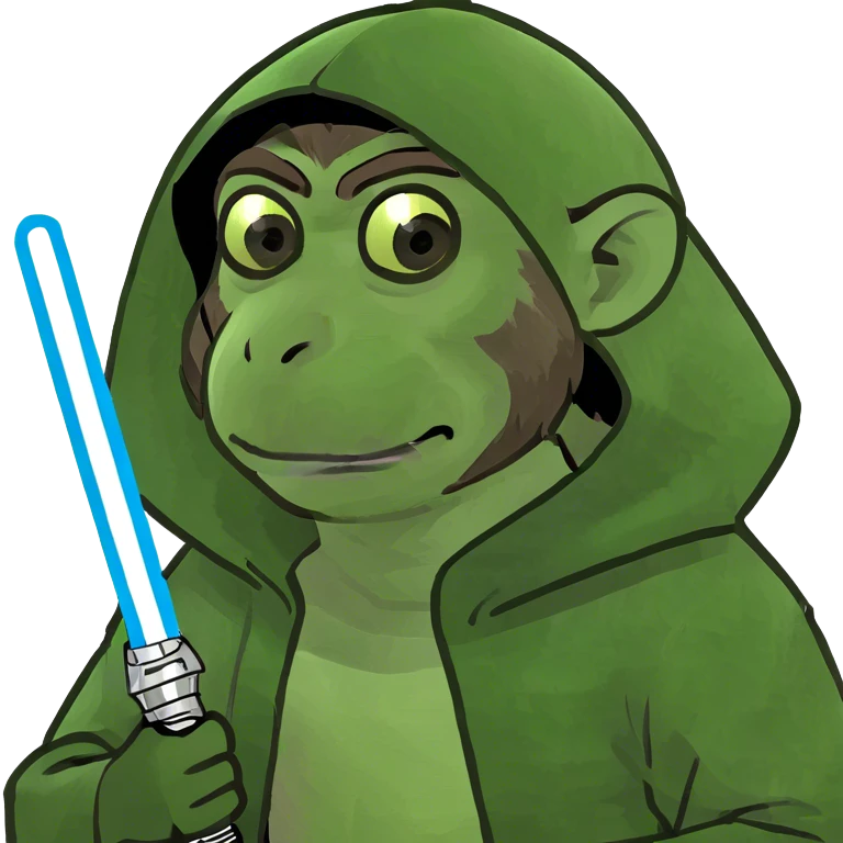Jedi monkey with hood emoji