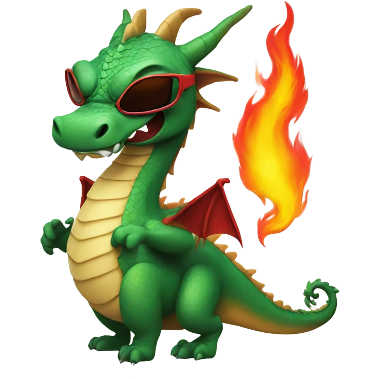 A dragon with sunglasses fire out of his mouth ￼ emoji